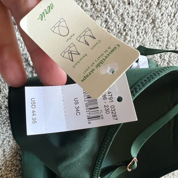 New Aerie Real Me Wireless Bra Size 34C Dark Green Full Coverage Soft Stretch - Picture 4 of 5